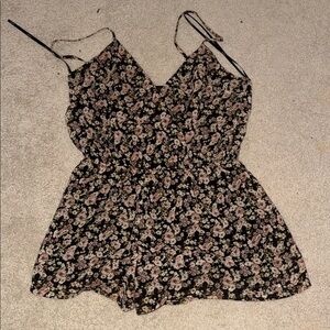 Floral Black Women's Romper